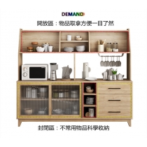北歐格調實木餐邊櫃客廳邊櫃碗櫃現代簡約廚房儲物櫃80/100/120/140/160/180cm原木色(IS7888）