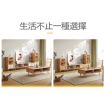 日式實木全實木橡木電視櫃/茶几組合簡約客廳(IS7894)