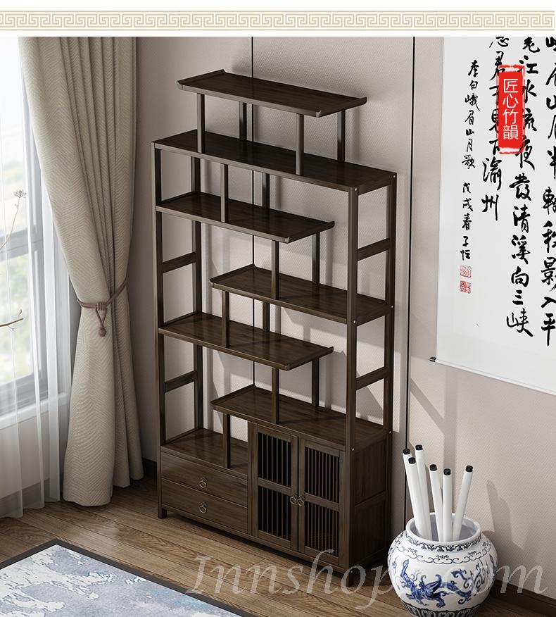 楠竹系列 新中式簡約門廳櫃 玄關櫃 古董擺件展示架 書架(175cm/200cm)*(80cm/100cm)(IS7971)