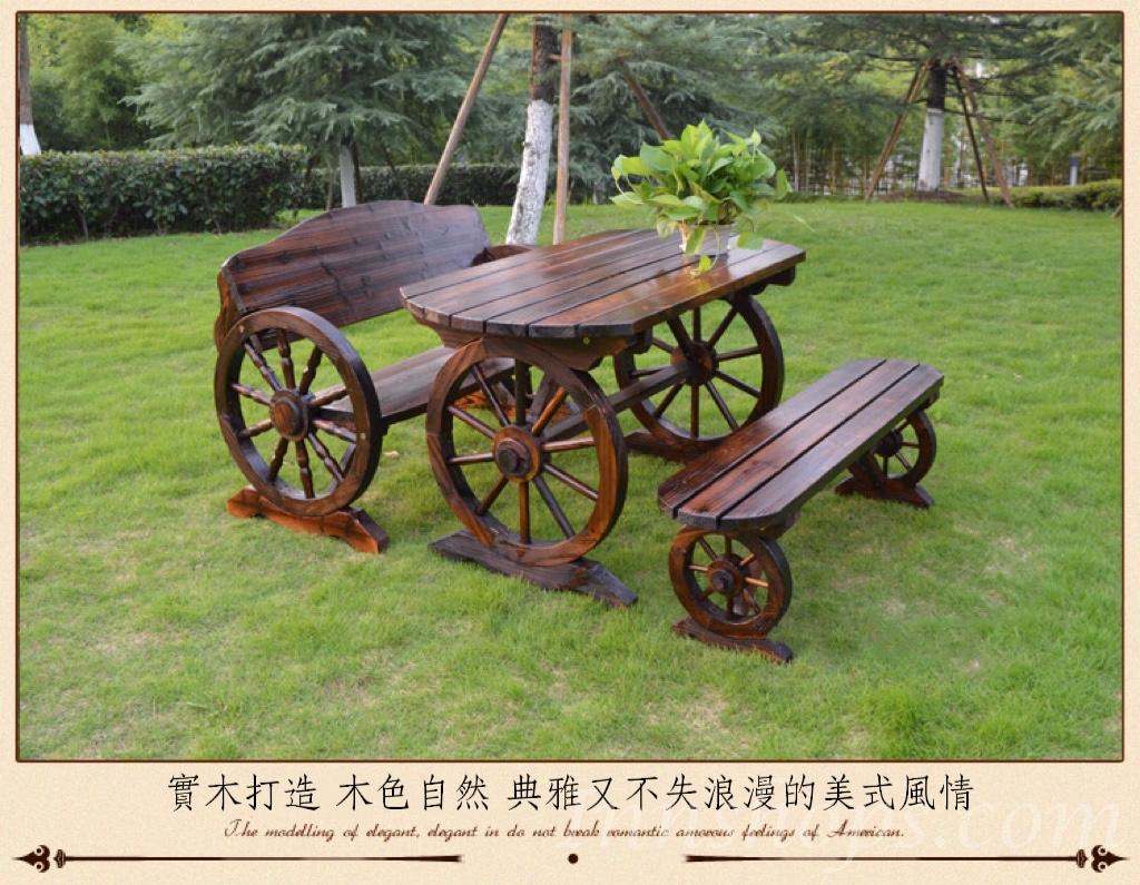 戶外學校傢俬庭院休閑花園 碳化防腐復古實木桌椅組合 120cm / 140cm / 150cm / 160cm (IS7986)