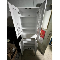 日式實木橡木 胡桃木色/白色 百頁鞋櫃(IS4923)
