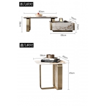 高端輕奢岩板伸縮電視櫃茶几組合後現代不銹鋼金色儲物櫃(IS0003)