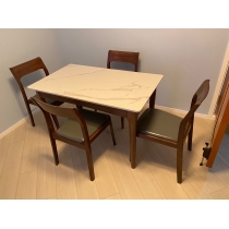 日式實木橡木輕奢岩板面餐桌/實木餐桌椅組合*120/130/140/160cm（IS7855）