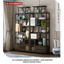 楠竹系列 新中式簡約門廳櫃 玄關櫃 古董擺件展示架 書架(175cm/200cm)*(80cm/100cm)(IS7971)