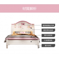 兒童皇國 蝴蝶女孩公主床少女夢幻城堡實木女童單人床可愛粉色床120cm/150cm（IS7974）