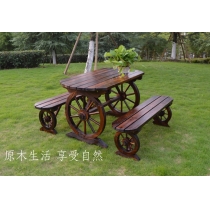 戶外庭院休閑花園 碳化防腐復古實木桌椅組合 120cm / 140cm / 150cm / 160cm (IS7986)