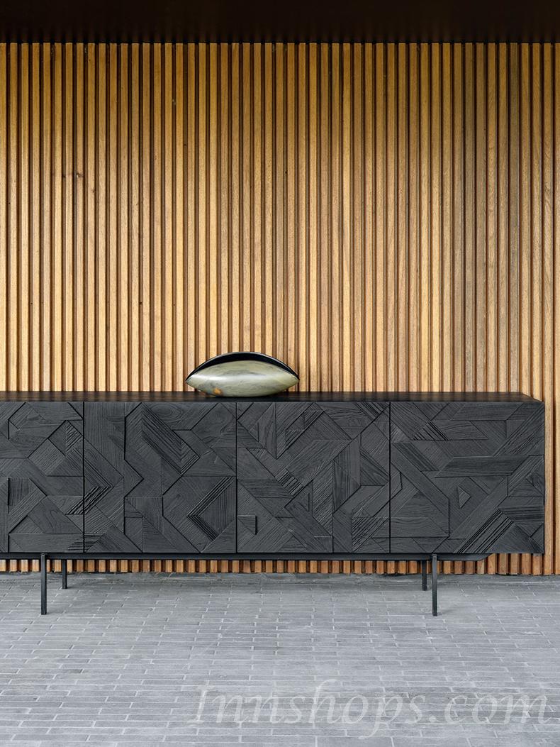 Belgian style 輕奢北歐黑橡木色電視櫃 180cm/200cm/220cm (IS0237)