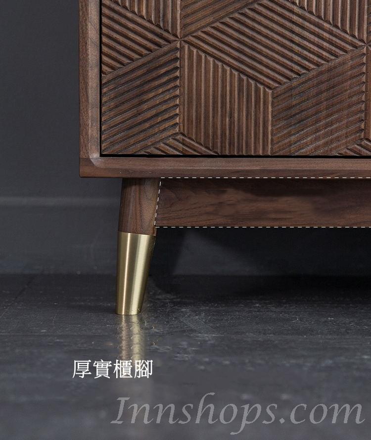 北歐實木黑胡桃木系列 輕奢藝術鞋櫃  餐邊櫃120cm (IS0314)