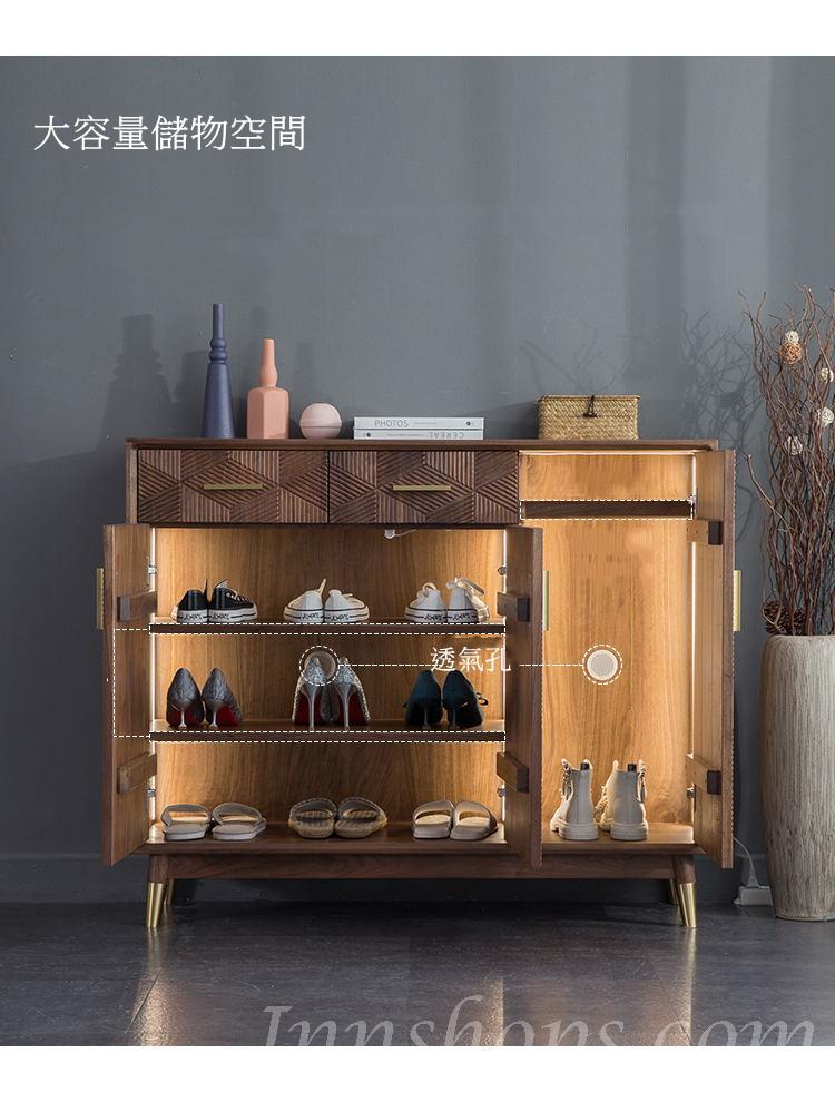 北歐實木黑胡桃木系列 輕奢藝術鞋櫃  餐邊櫃120cm (IS0314)