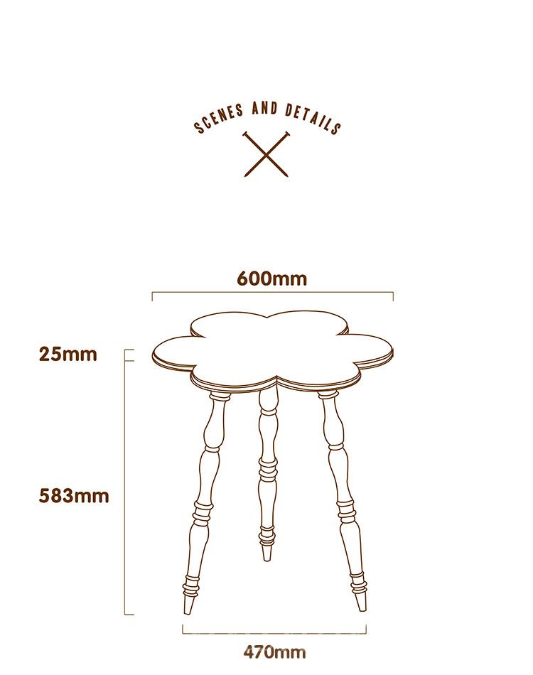 Craft culture 美式復古藝術flower茶几 橡木角几60cm (IS0456)