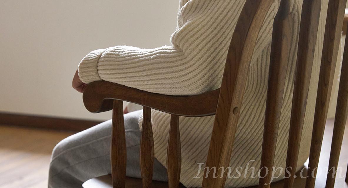 美式復古實木雙人溫莎椅 休閑扶手餐椅 復古靠背椅子116.5cm (IS0461)