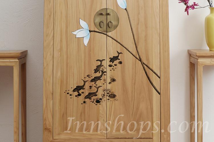 Chinese style 新中式老榆木實木衣櫃 古典彩繪儲物櫃90cm(IS0467)