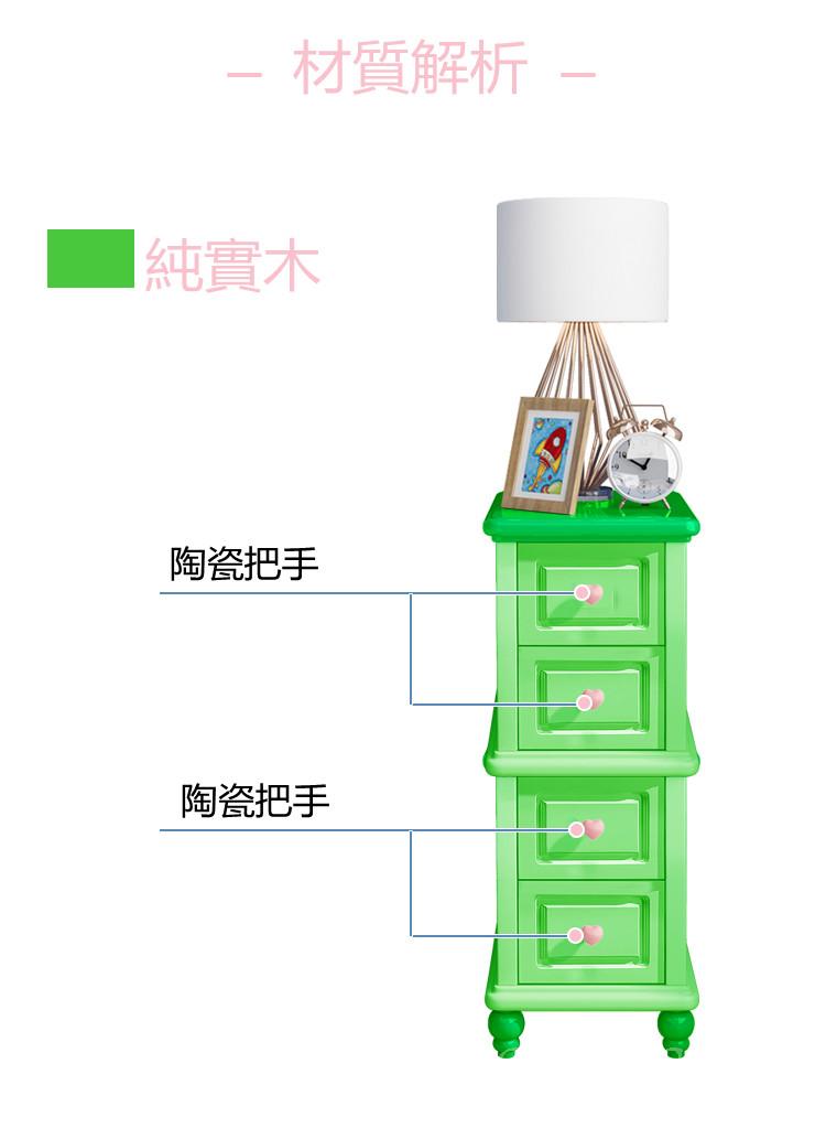 兒童皇國實木公主粉床頭櫃 多抽屜收納儲物櫃 床邊小型窄置物櫃子   10cm /15cm / 20cm / 25cm / 30cm / 35cm / 40cm / 45cm / 50cm / 60cm(IS8028)