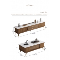 Chinese style 新中式輕奢岩板實木趟門電視櫃 茶几儲物櫃 客廳組合 180/200cm (IS0017)