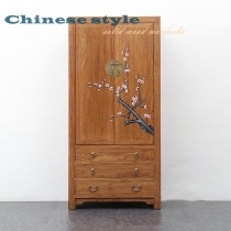 Chinese style 新中式老榆木實木衣櫃 古典彩繪儲物櫃90cm(IS0467)