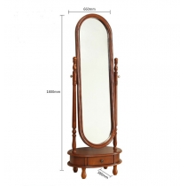 美式實木穿衣鏡家用落地鏡 歐式試衣鏡 帶抽屜全身鏡 化妝鏡 (IS0480)