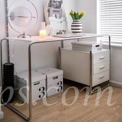 韓國ins中古風書桌不銹鋼辦公桌電腦桌135cm/180cm（IS0502）(IS0502)