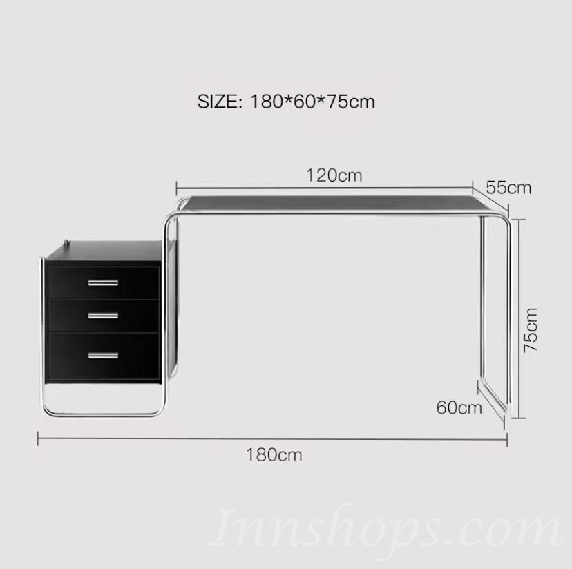 韓國ins中古風書桌不銹鋼辦公桌電腦桌135cm/180cm（IS0502）(IS0502)