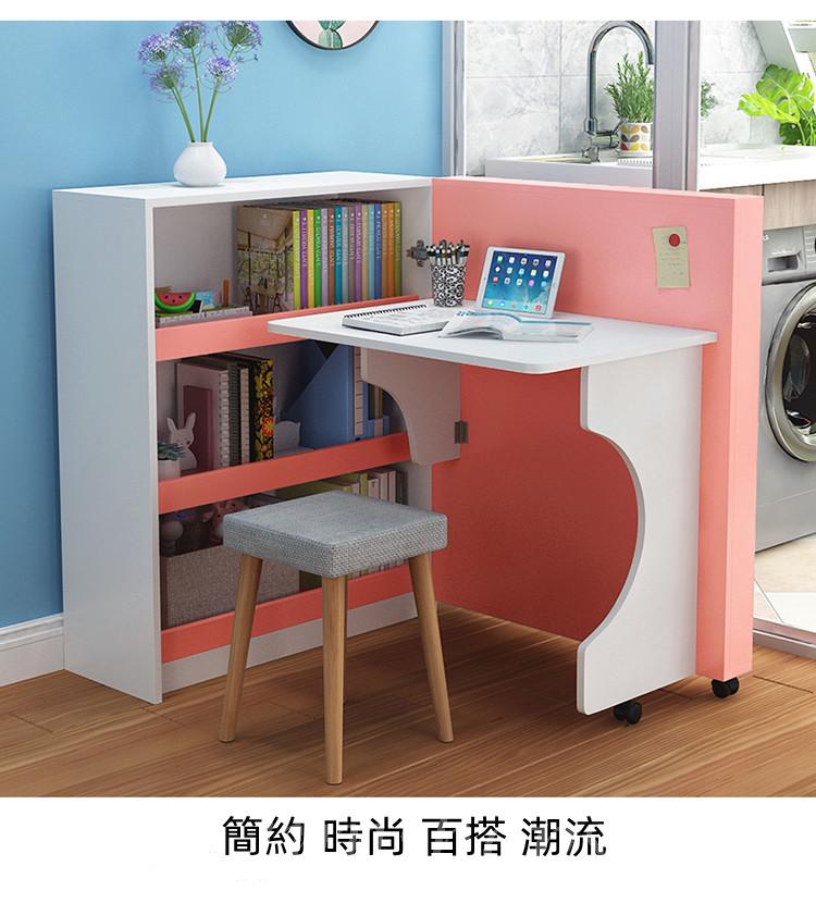 兒童皇國 創意兒童旋轉折疊桌 書架書櫃組合一體小戶型電腦台 書櫃（IS8062)
