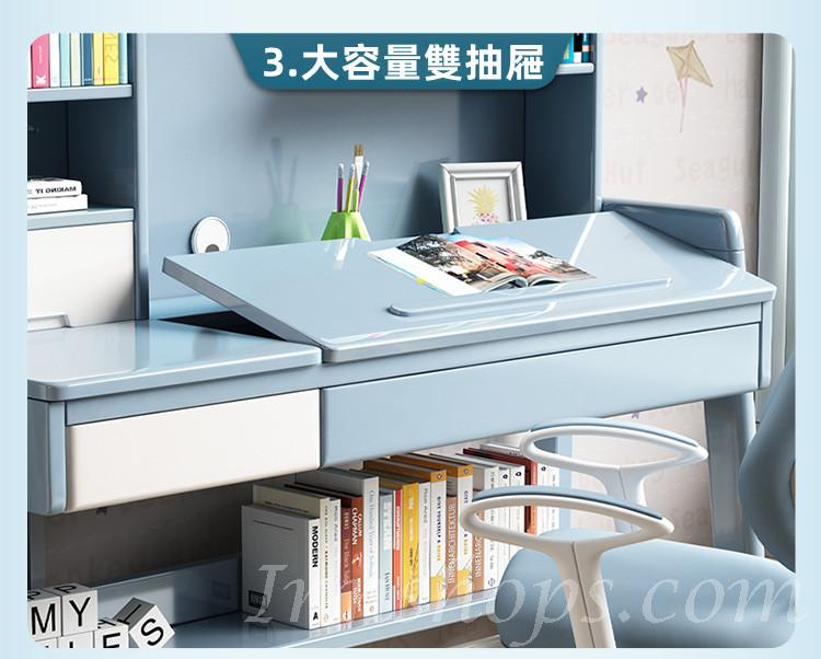 日式實木橡木 學校家具兒童學習桌實木書桌書架一體寫字桌 桌面可調椅可升降  86cm/106cm/126cm (IS8093)