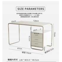 韓國ins中古風書桌不銹鋼辦公桌電腦桌135cm/180cm（IS0502）(IS0502)