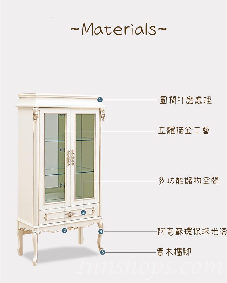 歐式實木玻璃單門雙門酒櫃白色角櫃儲物櫃裝飾櫃 58/85cm (IS0542)