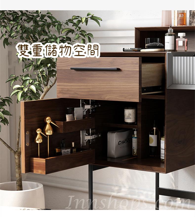 Italian style 意式翻蓋梳妝枱 黑砂鐵藝工業風化妝枱 90cm (IS0579)