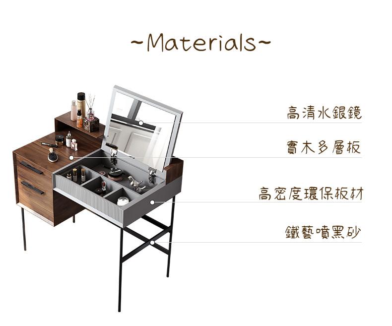 Italian style 意式翻蓋梳妝枱 黑砂鐵藝工業風化妝枱 90cm (IS0579)