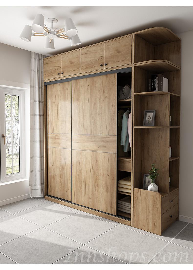 北歐摩登系列 趟門衣櫃 家用組裝大容量實木衣櫃 120cm/130cm/140cm/150cm/160cm/170cm/180cm/190cm/200cm/210cm/220cm/230cm/240cm (IS8115)