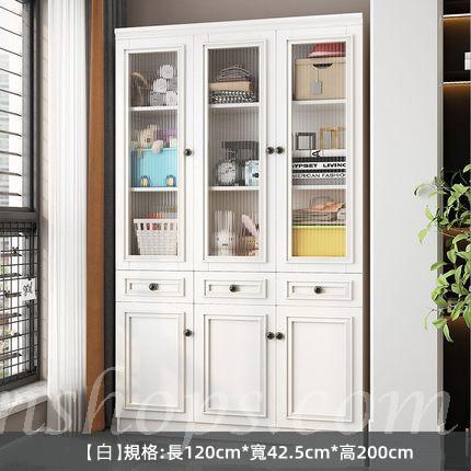 新中式玻璃門書櫃 實木儲物櫃收納櫃 80/120cm （IS8122)