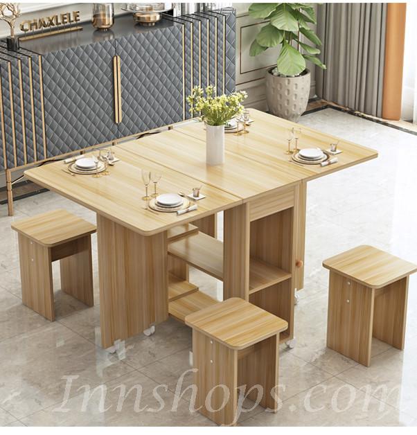 時尚系列 可移動伸縮折疊餐桌 蝴蝶枱 超薄多功能桌椅組合  120/140cm (IS8127)