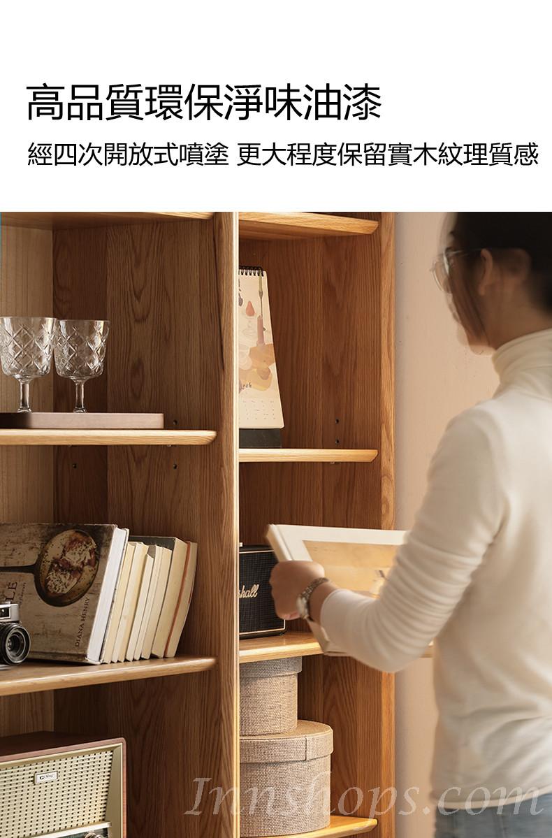 北歐實木紅橡木系列 玻璃門書櫃 書架 展示櫃組合櫃 40/45/60/70/80/90cm (IS813