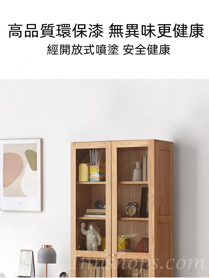 北歐實木紅橡木系列 實木書櫃 玻璃門飾櫃 展示櫃 42.5/60/84/98cm (IS8167)