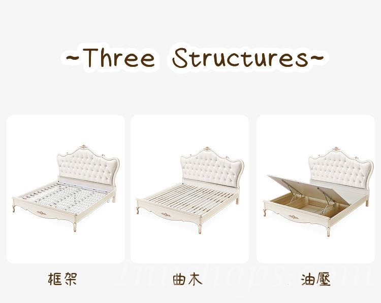 歐式實木雙人床 真皮法式床公主床 *5呎/6呎(不包床褥) (IS0098)