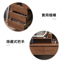 新中式 實木收納 伸縮梳妝台(圓鏡)連梳妝櫈 60cm(IS8108)