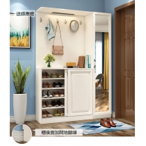 陳列品 100 x 36 x 200 左邊鏡門 $2399 田園純白系列 門廳鞋櫃 玄關隔斷櫃 間廳衣帽櫃屏風*100/110/120/130/140/150cm (IS8111)