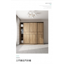 北歐摩登系列 趟門衣櫃 家用組裝大容量實木衣櫃 120cm/130cm/140cm/150cm/160cm/170cm/180cm/190cm/200cm/210cm/220cm/230cm/240cm (IS8115)