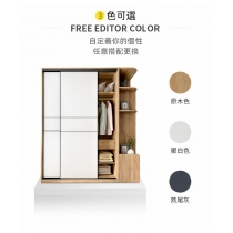 北歐摩登系列 趟門衣櫃 家用組裝大容量實木衣櫃 120cm/130cm/140cm/150cm/160cm/170cm/180cm/190cm/200cm/210cm/220cm/230cm/240cm (IS8115)