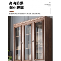 新中式玻璃門書櫃 實木儲物櫃收納櫃 80/120cm （IS8122)
