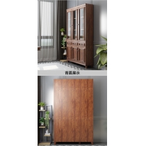 新中式玻璃門書櫃 實木儲物櫃收納櫃 80/120cm （IS8122)