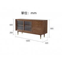 北歐實木白蠟木 餐邊櫃 酒櫃高櫃廚房儲物櫃 輕奢家具160cm（IS8141）