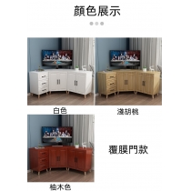 田園純白.象牙白系列 多功能組合轉角櫃 儲物櫃 電視櫃 弧形三角櫃 115/135cm (IS8158)