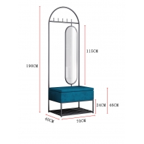 北歐輕奢衣帽架帶旋轉全身鏡 掛衣架 換鞋凳*70cm (IS8200)