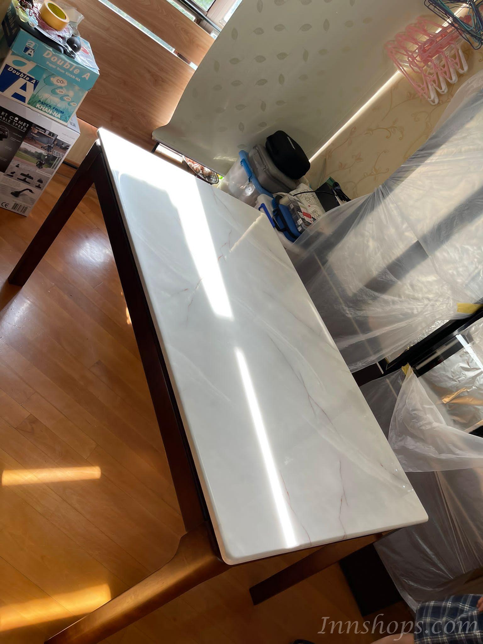 現代簡約大理石餐桌椅組合長方形飯桌家用實木餐枱 1.3/1.4/1.5m (IS7923)