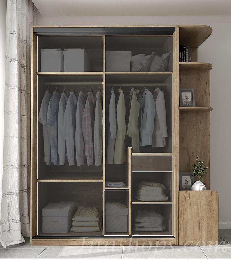 北歐摩登系列 趟門衣櫃 家用組裝大容量實木衣櫃 120cm/130cm/140cm/150cm/160cm/170cm/180cm/190cm/200cm/210cm/220cm/230cm/240cm (IS8115)