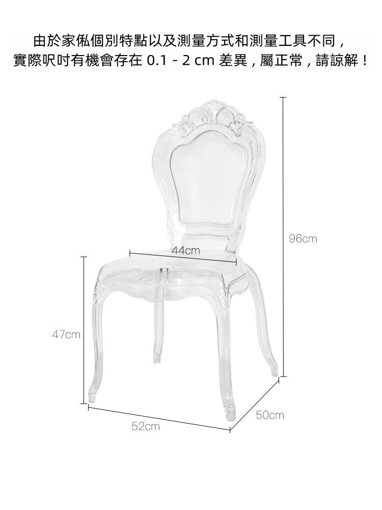歐式亞克力休閒水晶椅子 創意設計師透明餐椅宮廷椅52cm（IS8287）