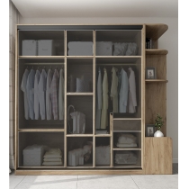 北歐摩登系列 趟門衣櫃 家用組裝大容量實木衣櫃 120cm/130cm/140cm/150cm/160cm/170cm/180cm/190cm/200cm/210cm/220cm/230cm/240cm (IS8115)