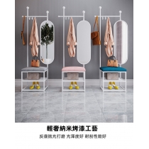 北歐輕奢衣帽架帶旋轉全身鏡 掛衣架 換鞋凳50cm(IS8221)