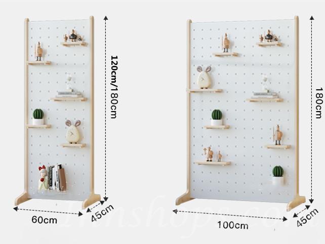 (陳列品一個 白色+原木色 60CM) 北歐實木白蠟木系列  屏風隔斷 移動洞洞板置物架*60/100cm (IS8399)