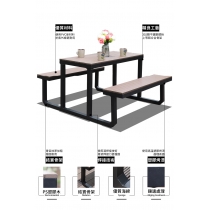 戶外休閒 鋁合金 塑木防腐木 連體桌椅組合120/150cm (IS8416)